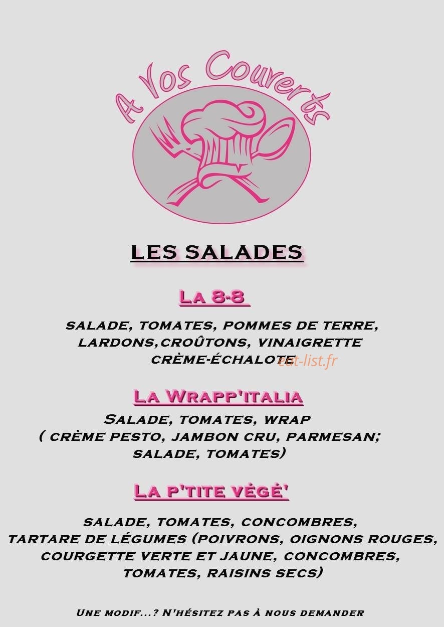 A vos Couverts — carte page 2