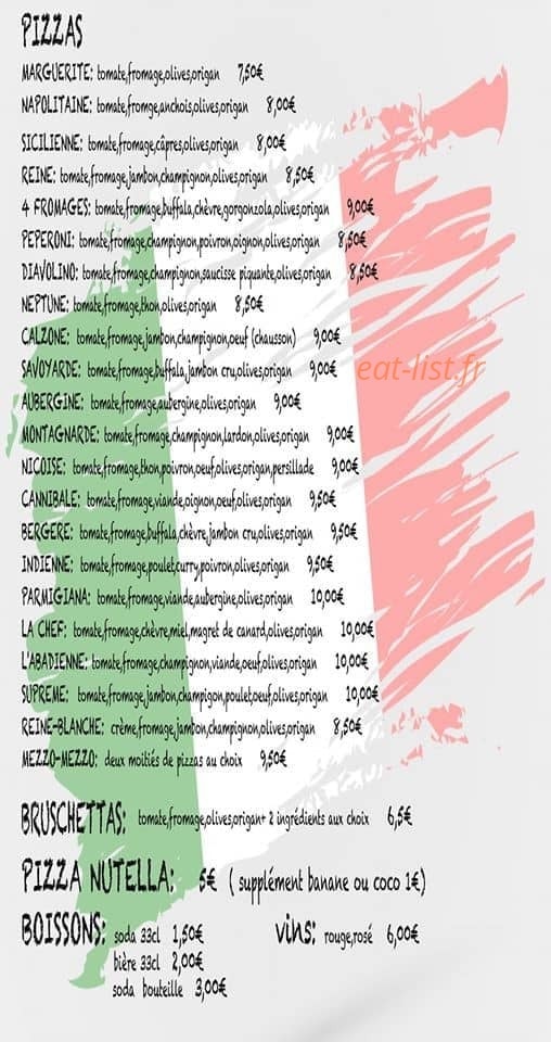 Abadia pizza — carte page 1