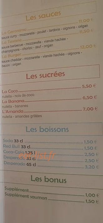Alex Pizza — carte page 3