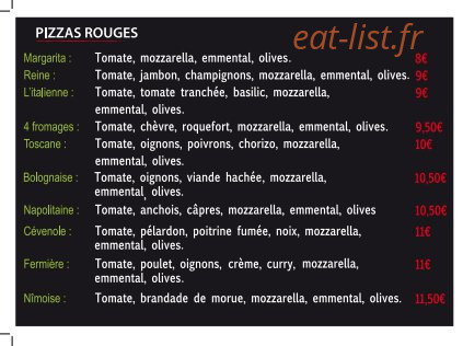 All'ovale pizza — carte page 1