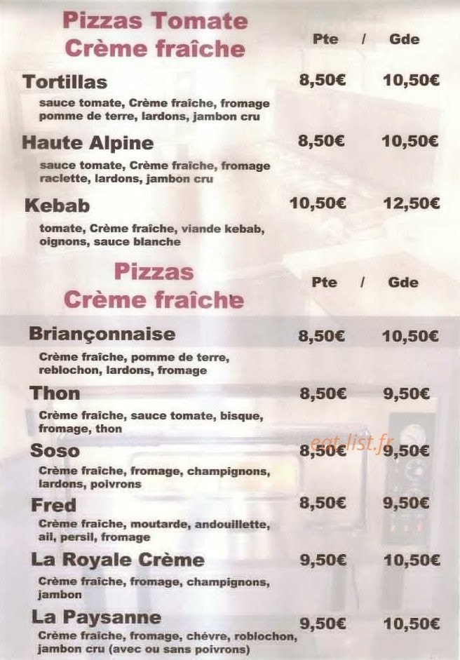 Allo Pizza Fred — carte page 2