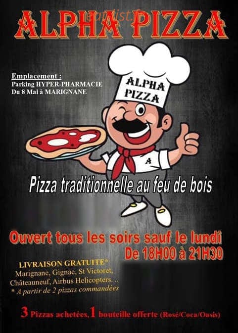 Alpha pizza — carte page 1