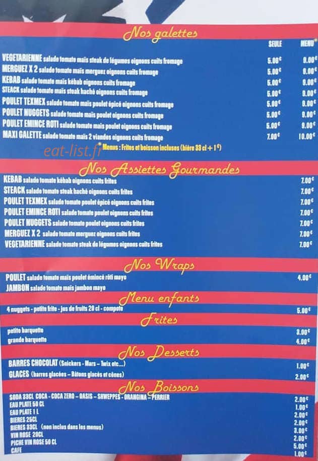 American Snack — carte page 2