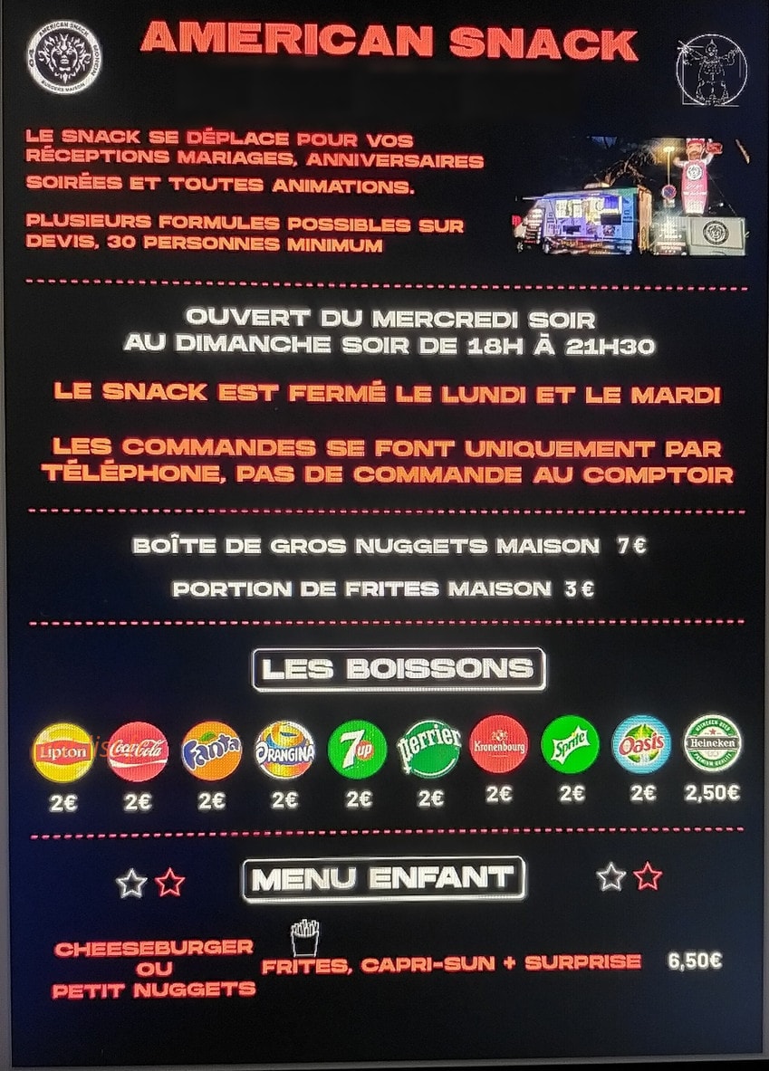 American Snack — carte page 2