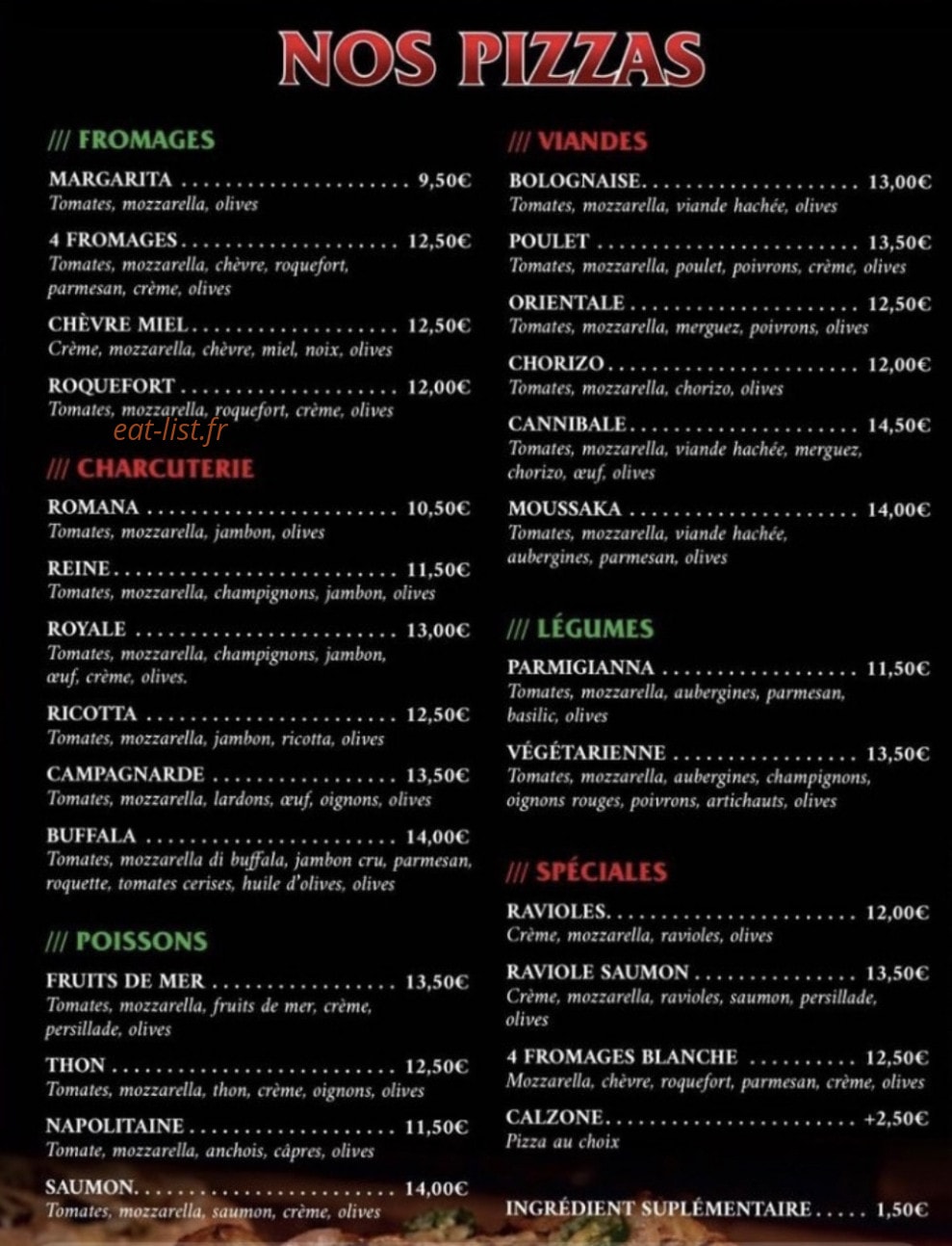 Amigos pizza — carte page 2