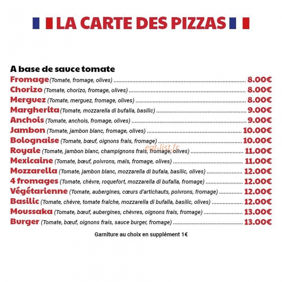 Andy Pizza — carte page 1