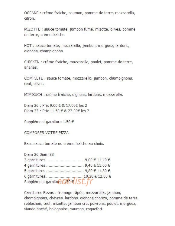 Angel Mika Pizza — carte page 3