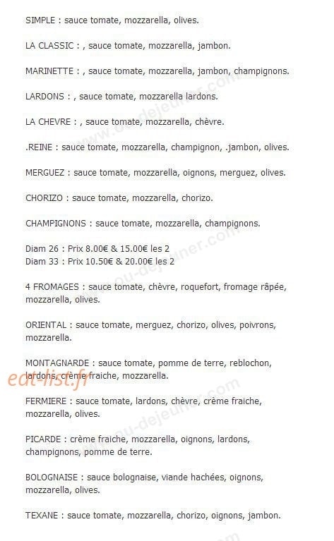Angel Mika Pizza — carte page 2