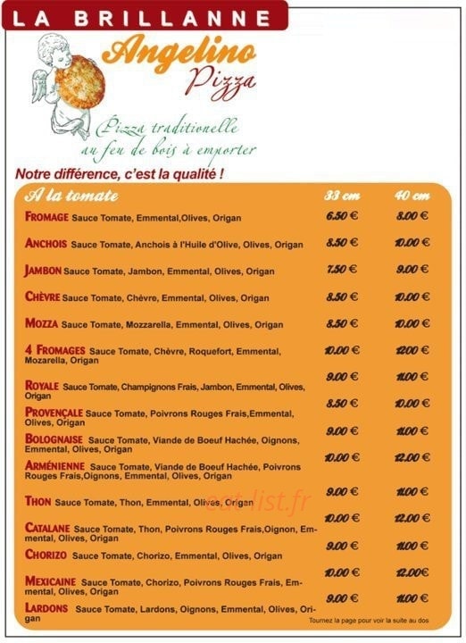 Angelino pizza — carte page 1