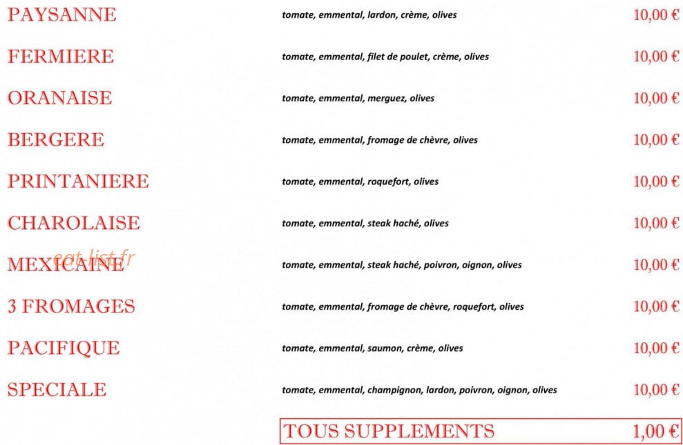 Angelo Pizza — carte page 2