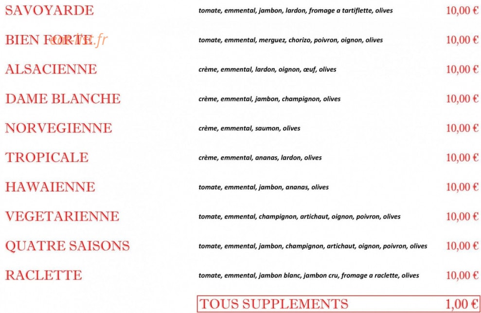 Angelo Pizza — carte page 3