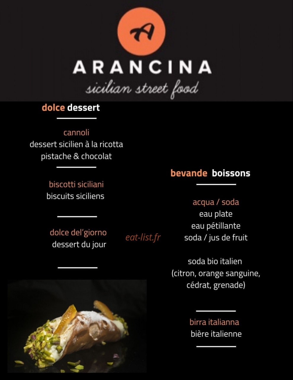 Arancina Sicilian Street Food — carte page 3