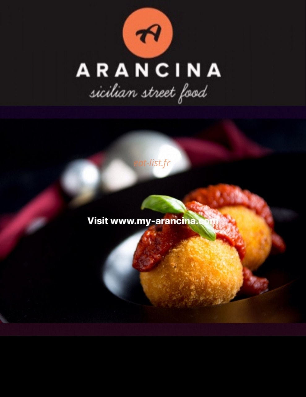 Arancina Sicilian Street Food — carte page 1
