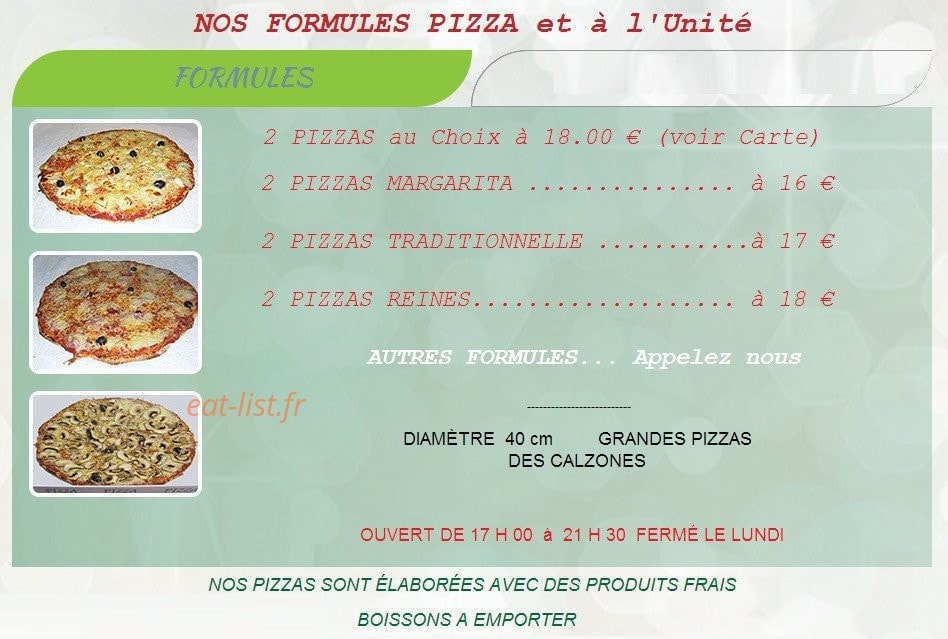 Arene pizza — carte page 1