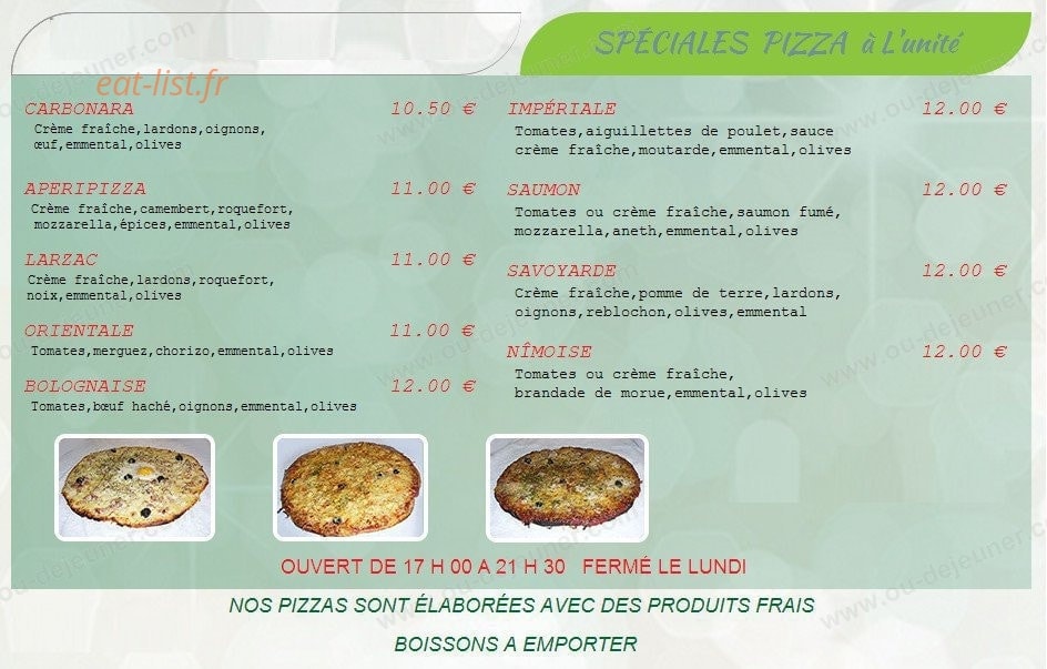 Arene pizza — carte page 4