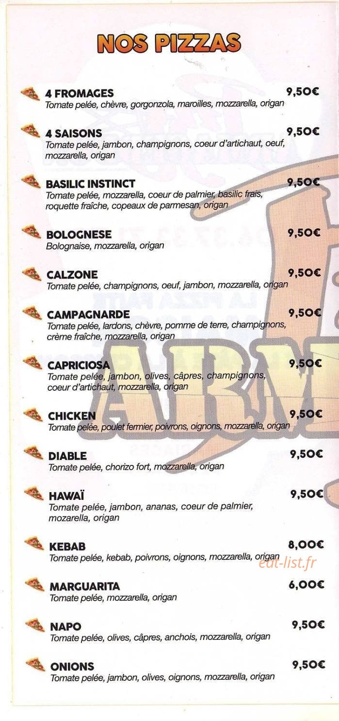 Armagedon Pizza — carte page 2