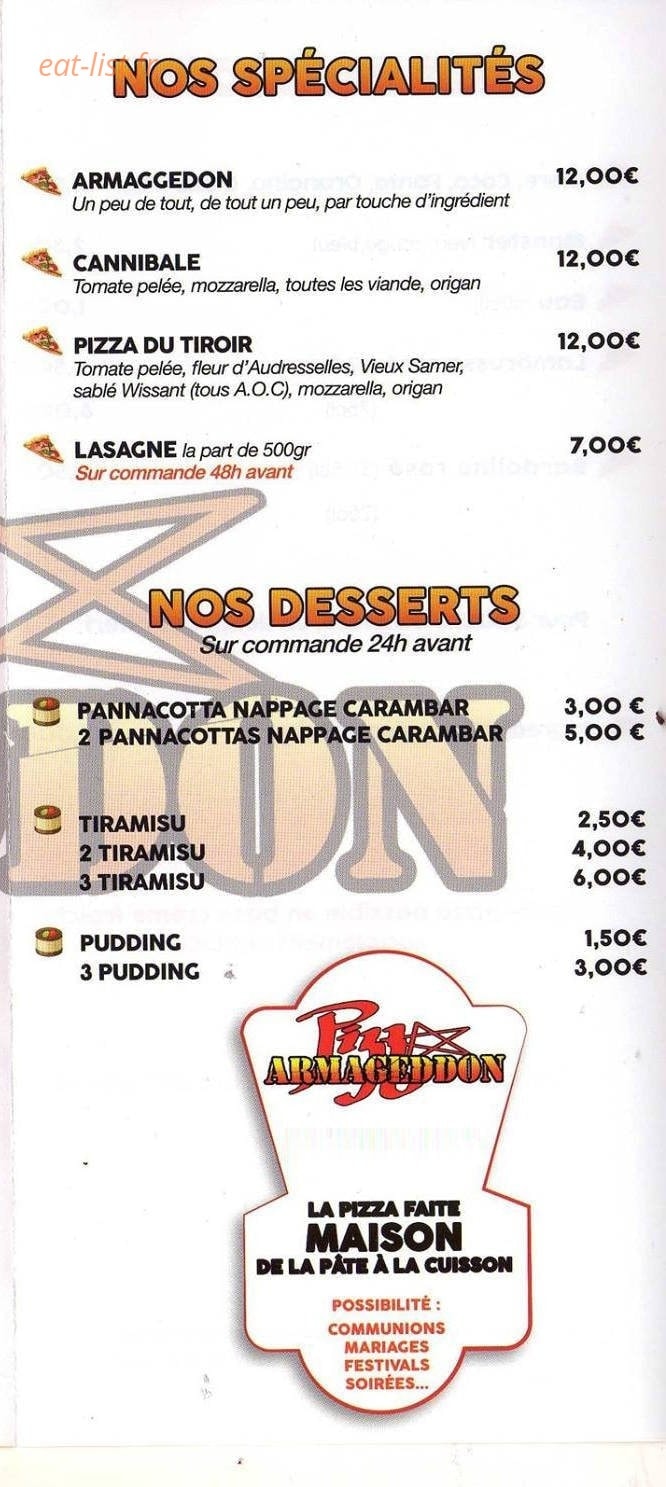 Armagedon Pizza — carte page 4