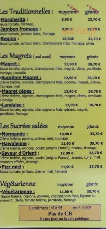Ars Pizza le camion jaune — carte page 3