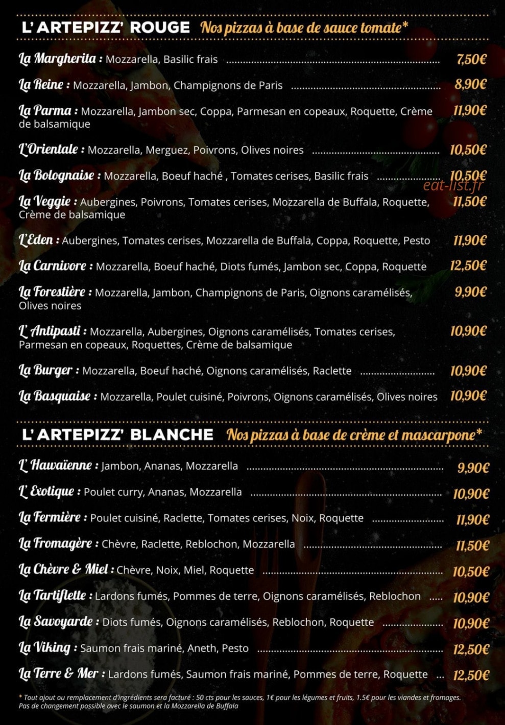 Artepizz' — carte page 1