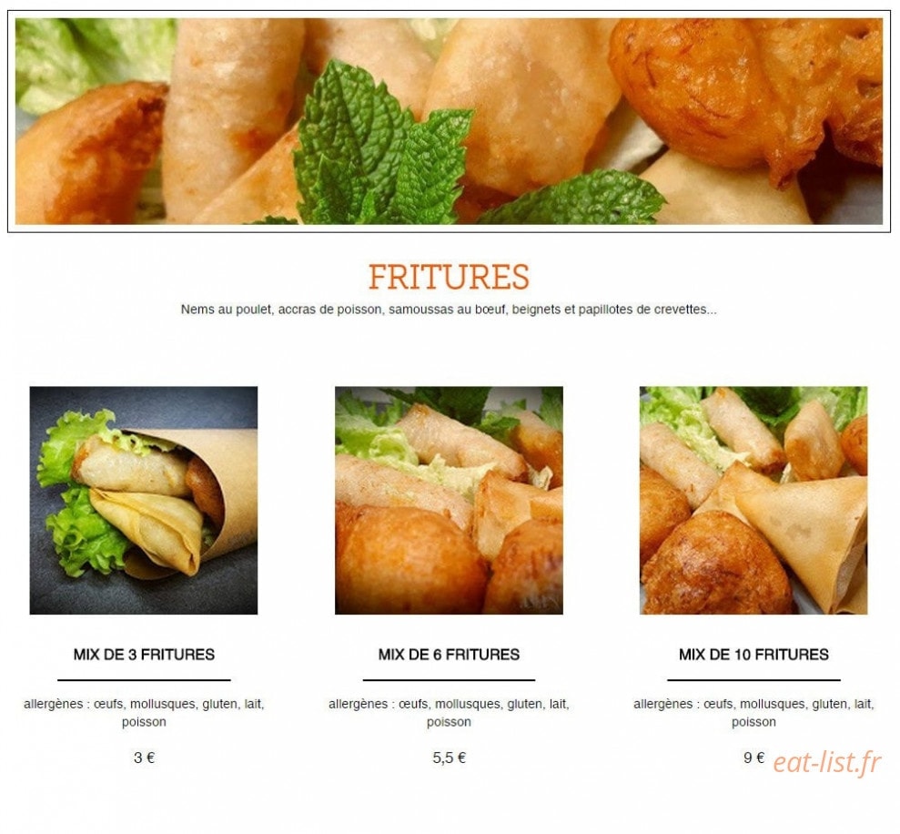Carte et menu de Asian Food Truck à Reze — Les fritures