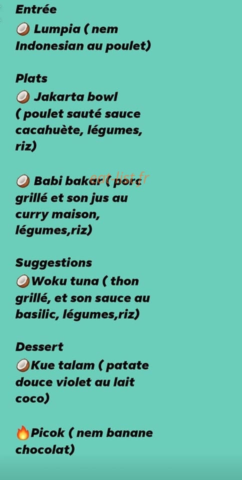 Asnah kitchen — carte page 1