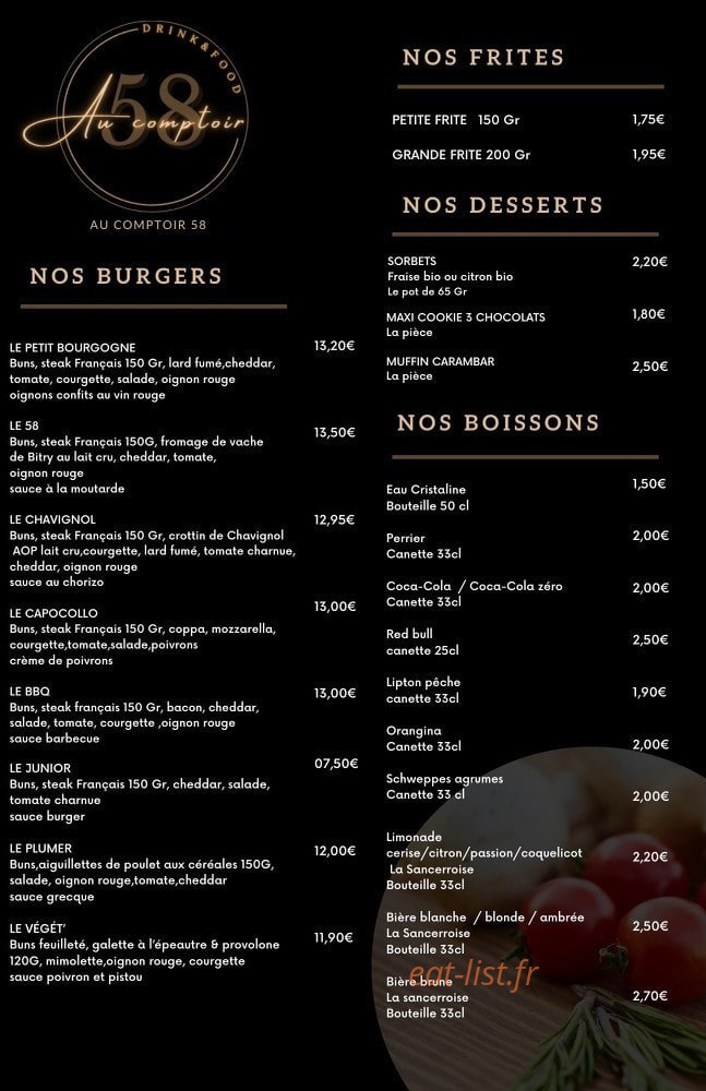 Au comptoir 58 — carte page 1
