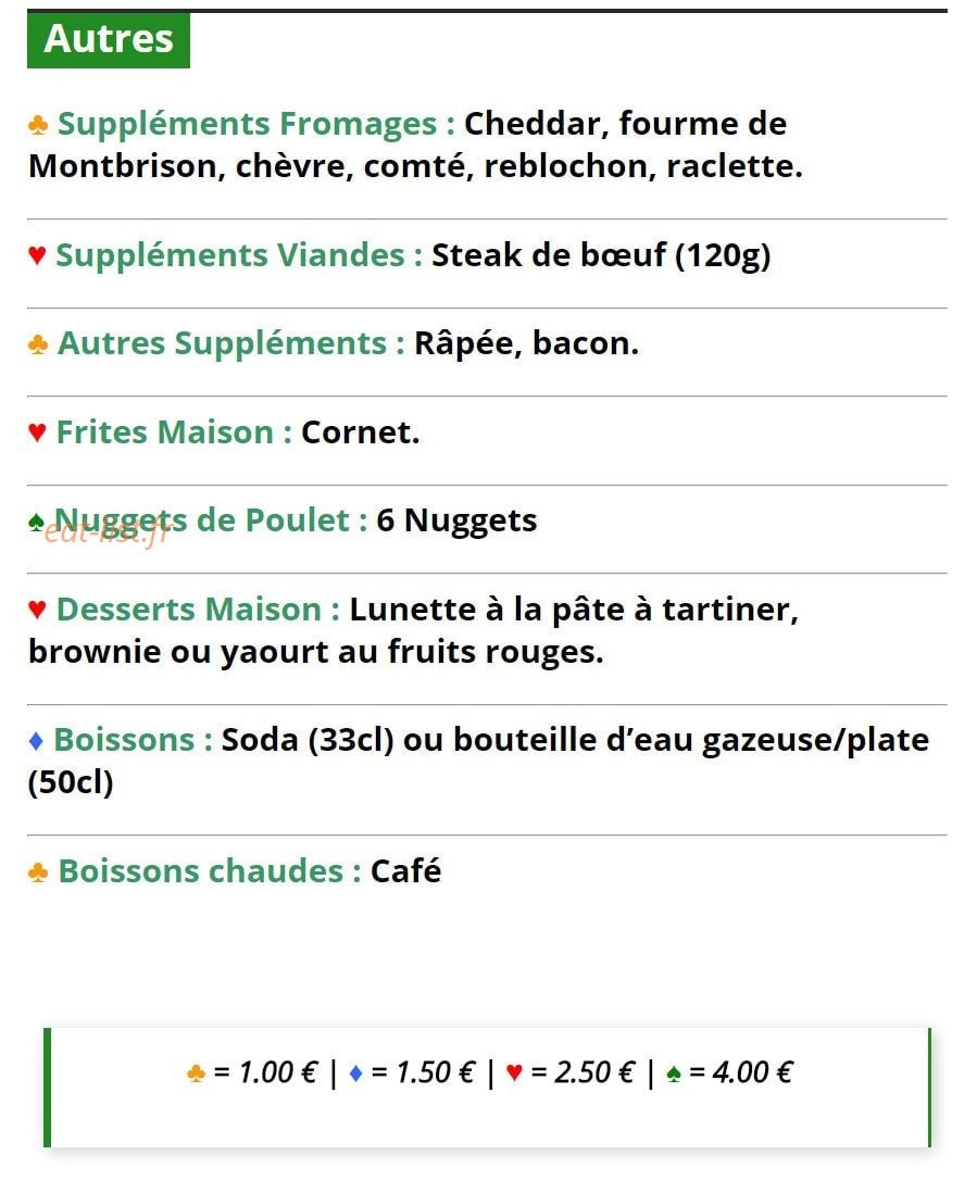 Au gaga burger — carte page 4