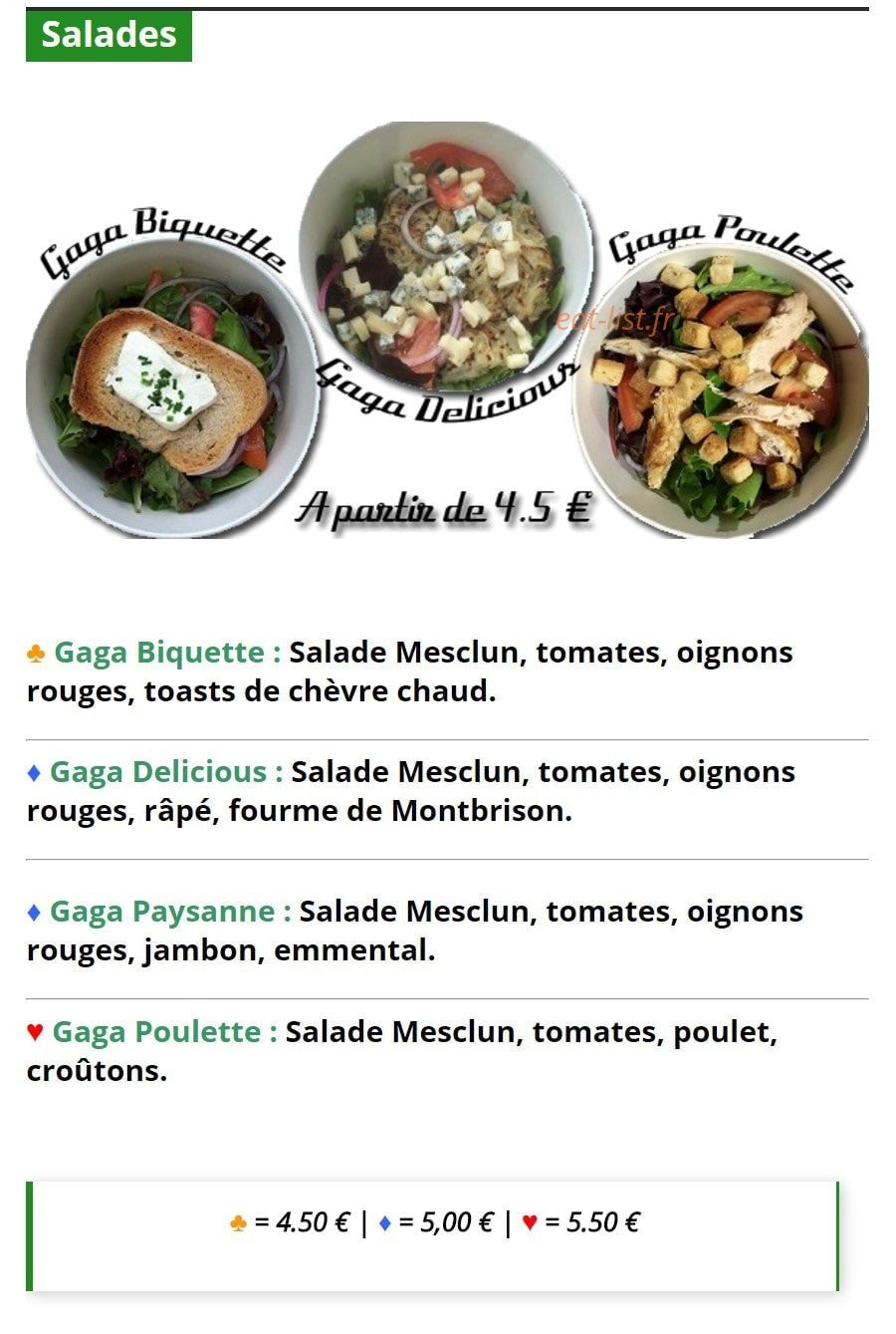 Au gaga burger — carte page 3