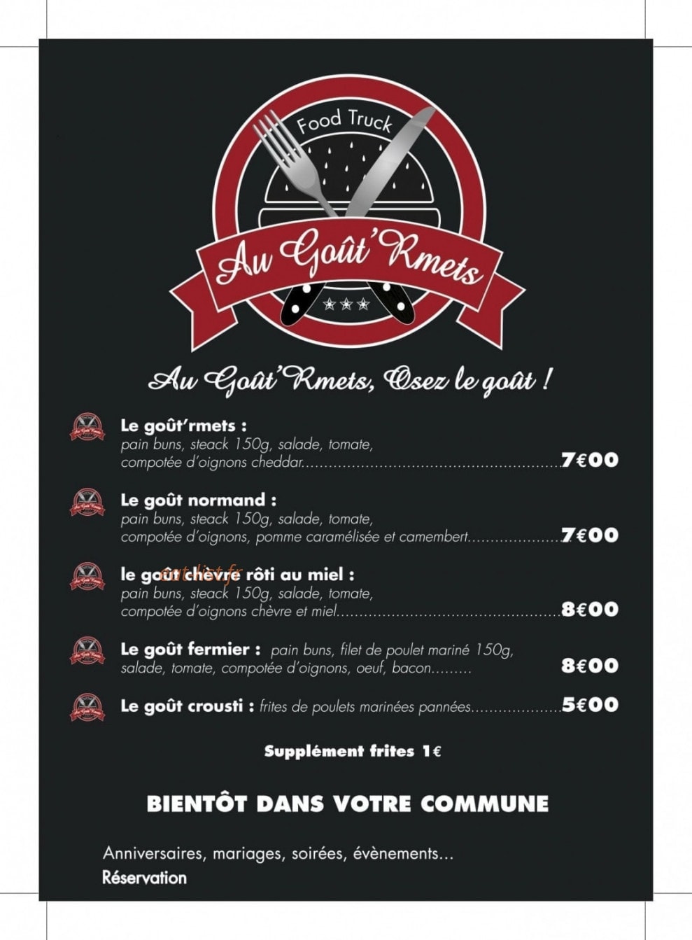Au goût'rmets — carte page 1