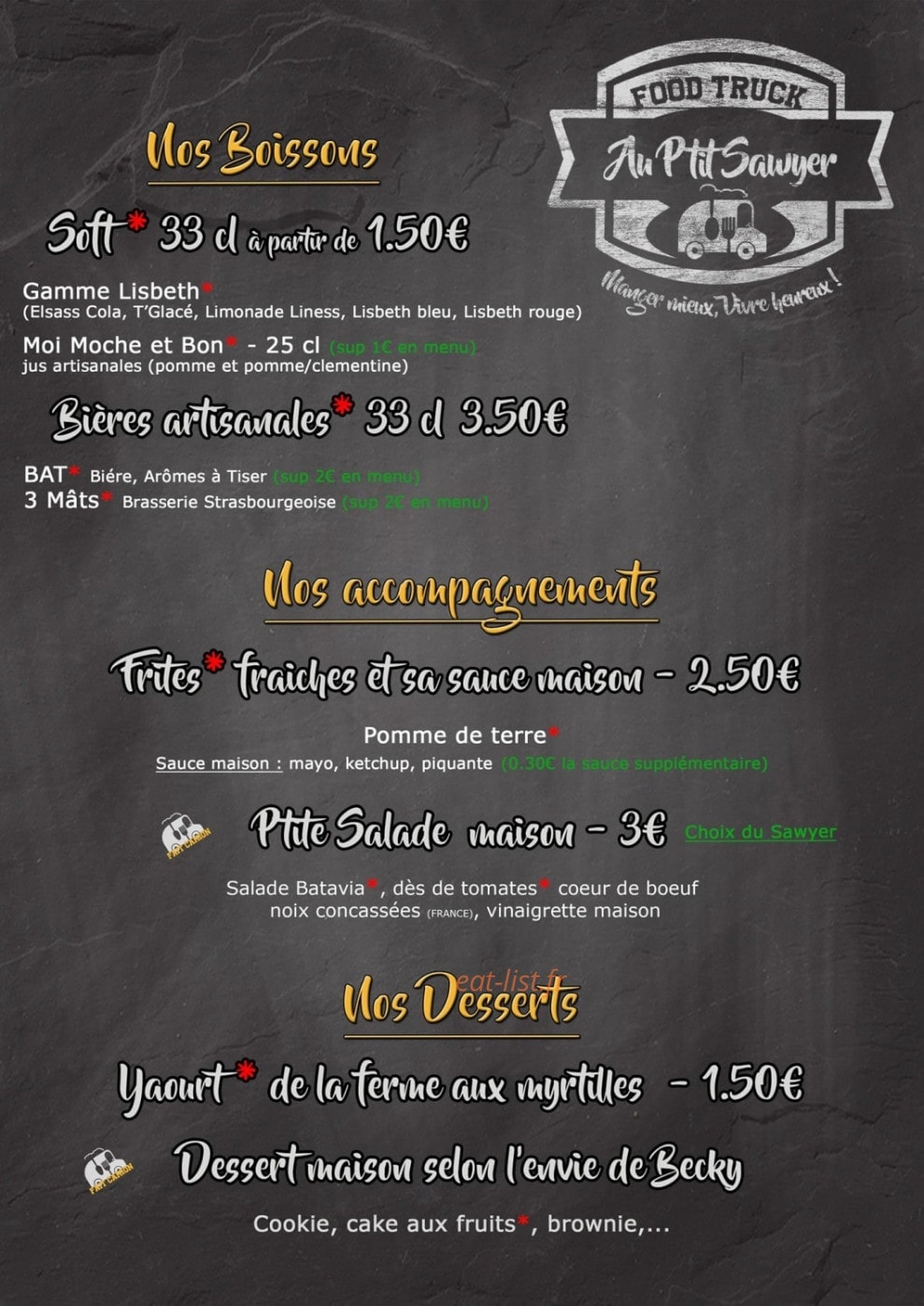 Au P'tit Sawyer — carte page 3