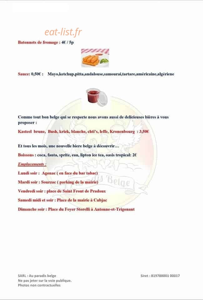 Au Paradis Belge — carte page 1