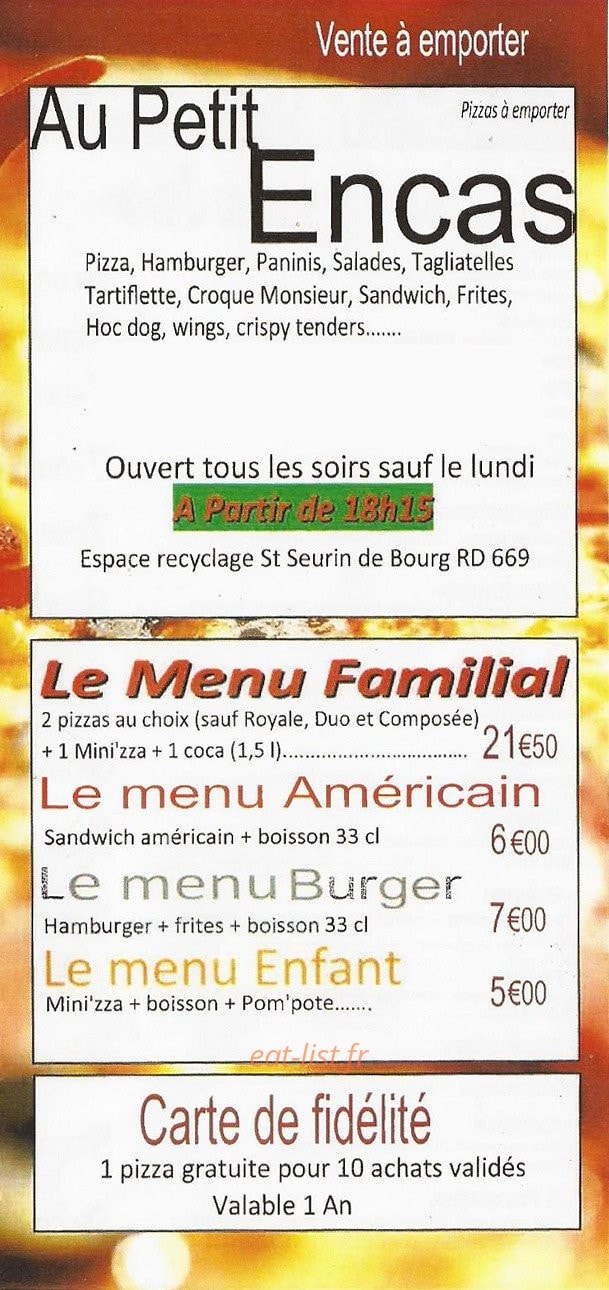Au Petit Encas — carte page 3