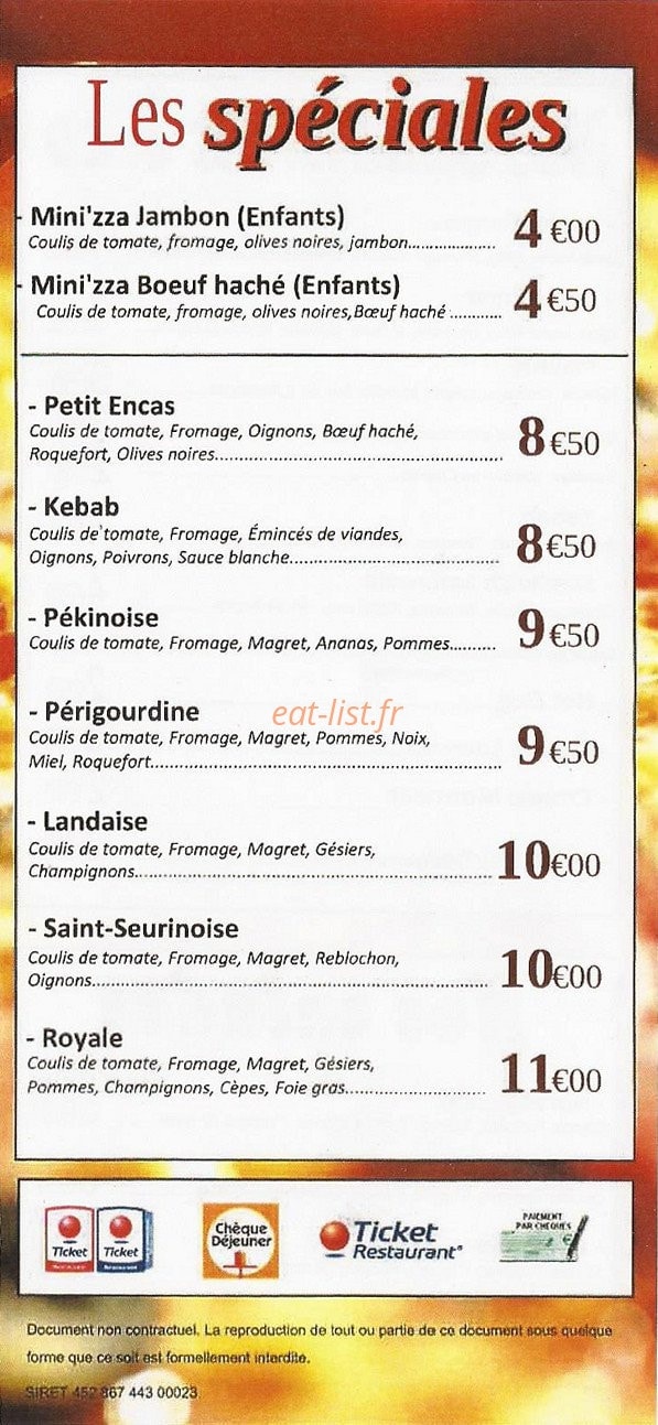 Au Petit Encas — carte page 6