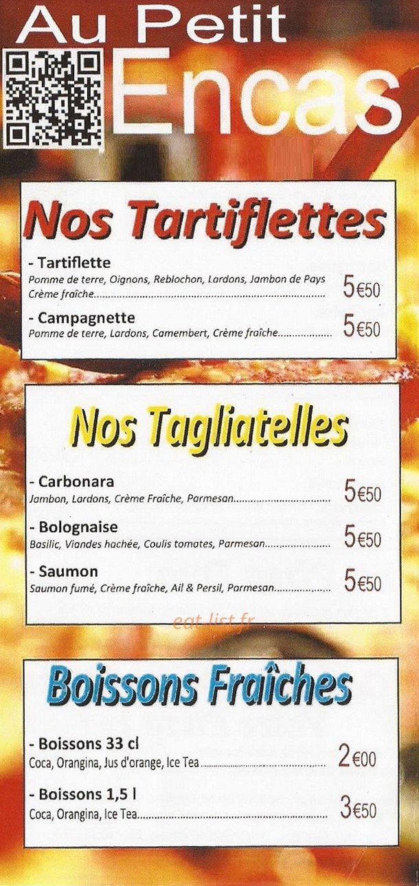Au Petit Encas — carte page 2