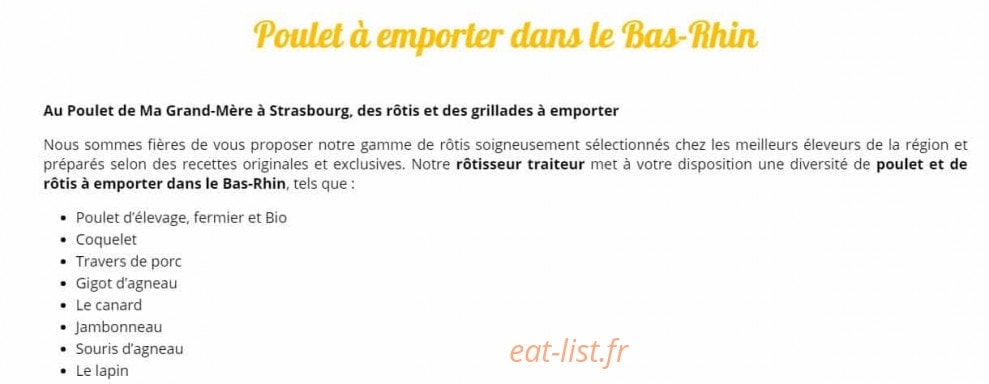 Au Poulet de ma Grand-Mère — carte page 1