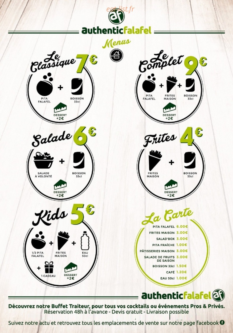 Authentic Falafel — carte page 1