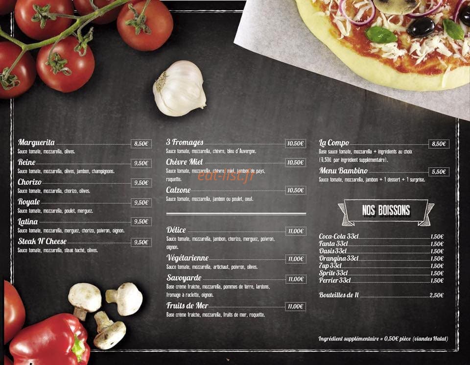 Auvray snack pizzas — carte page 1