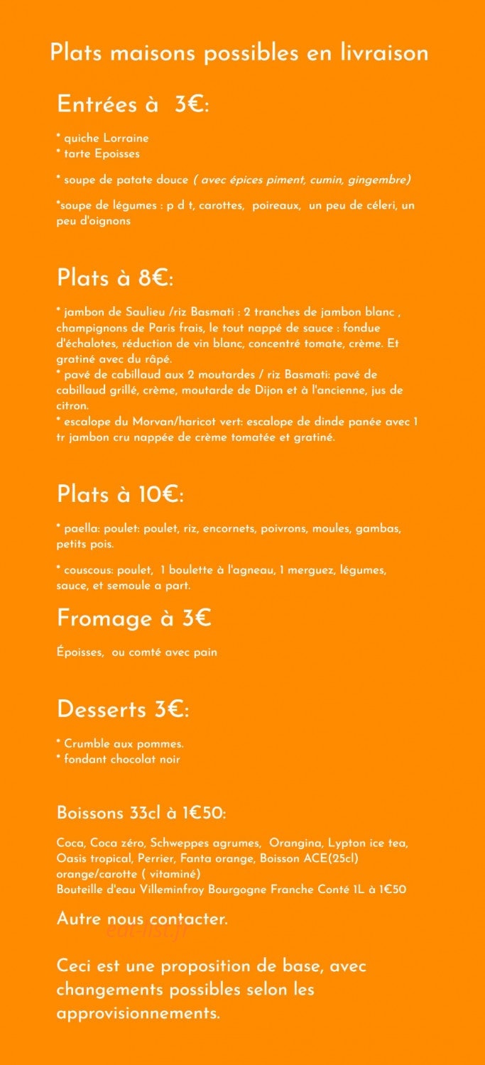 Aux plats cuisinés — carte page 1