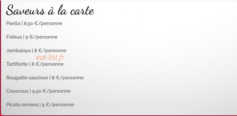 Aux saveurs d'elodie — carte page 1