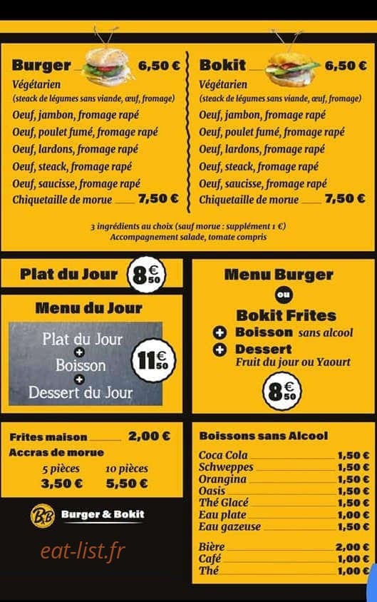 B&B — carte page 1