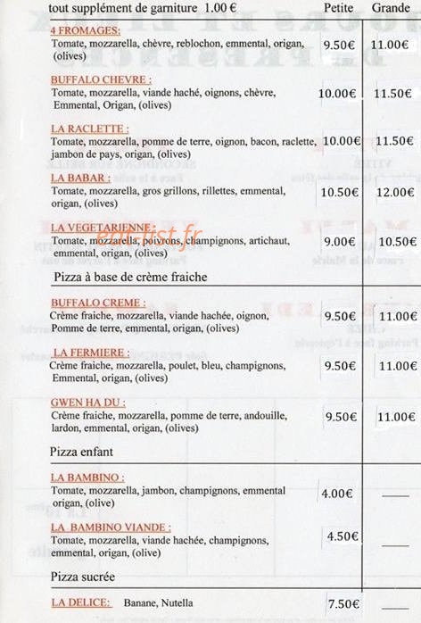 Babar pizza — carte page 2