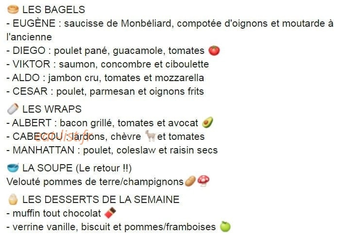 Bagel d'Amour — carte page 1