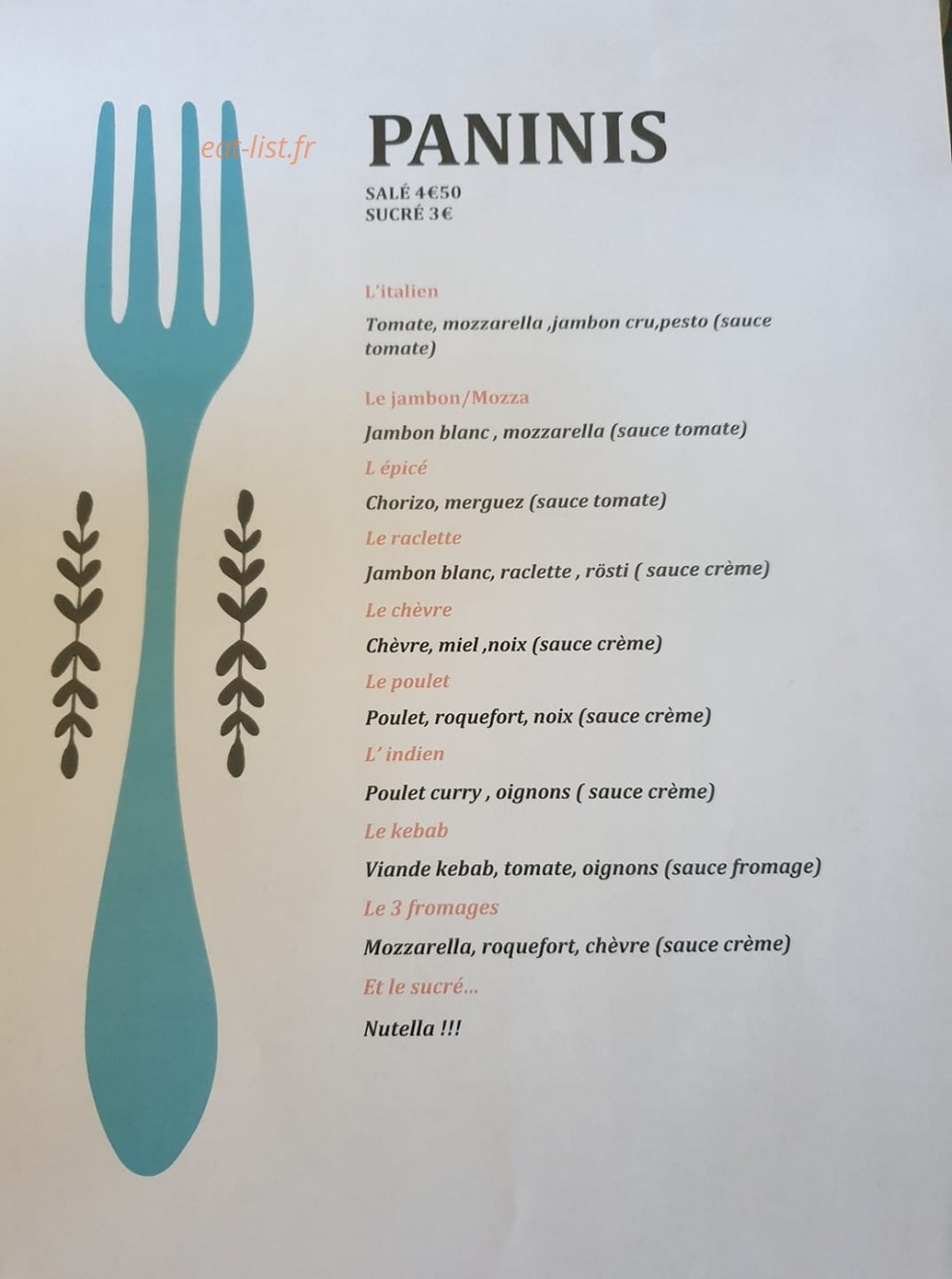 Bambino Pizza — carte page 2