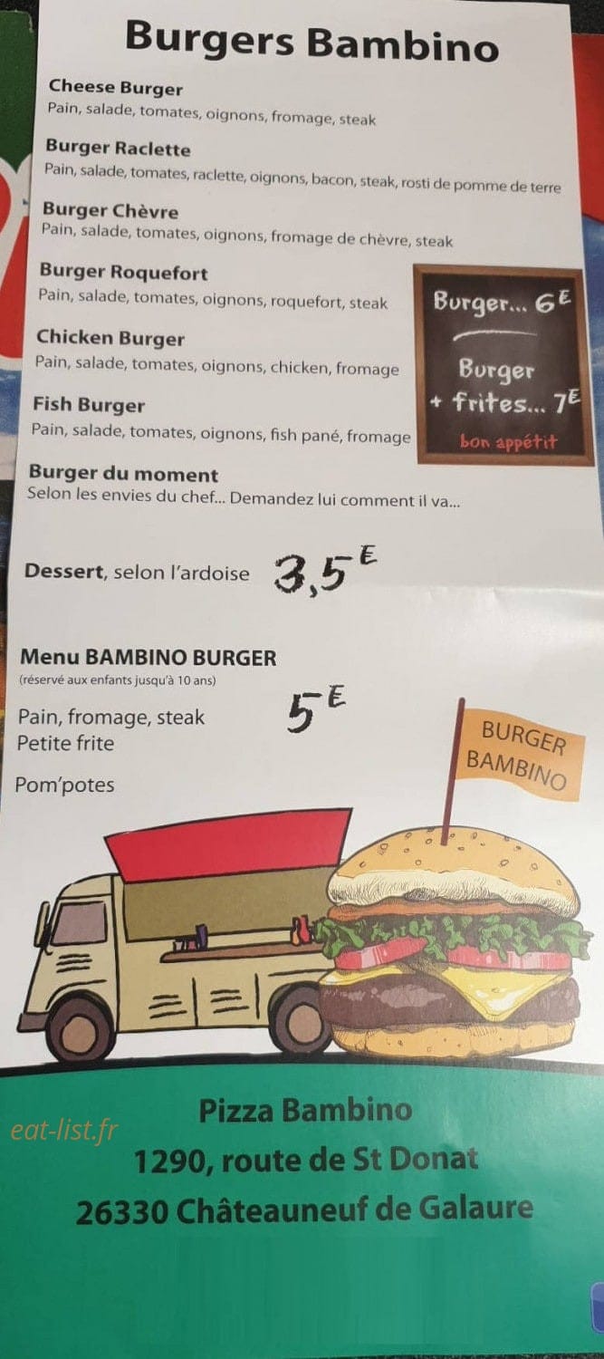Bambino Pizza — carte page 3