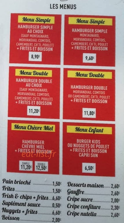 Barak'burger — carte page 2