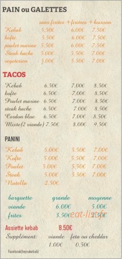 Bejna Kebab — carte page 2