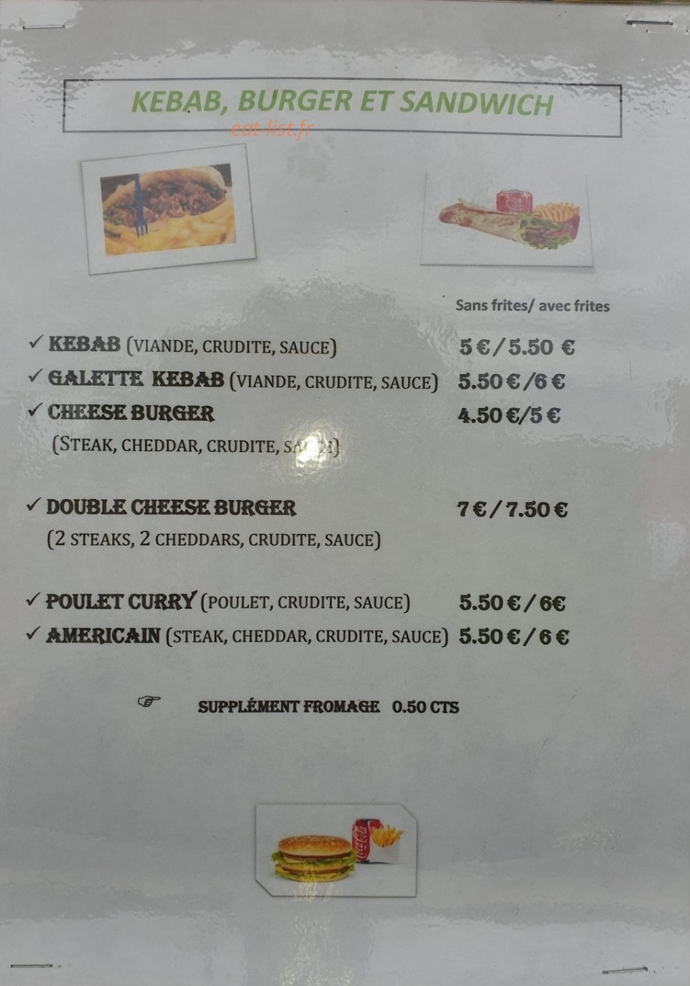 Bella Kebab — carte page 1