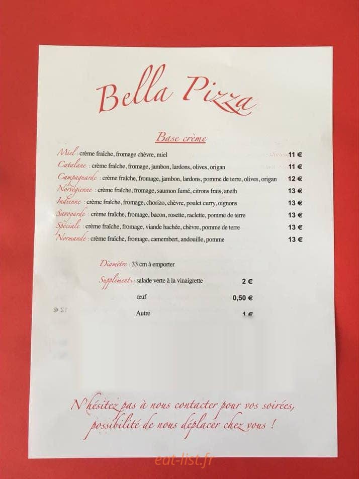 Bella Pizza Bruno — carte page 2