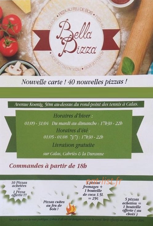 Bella Pizza — carte page 1