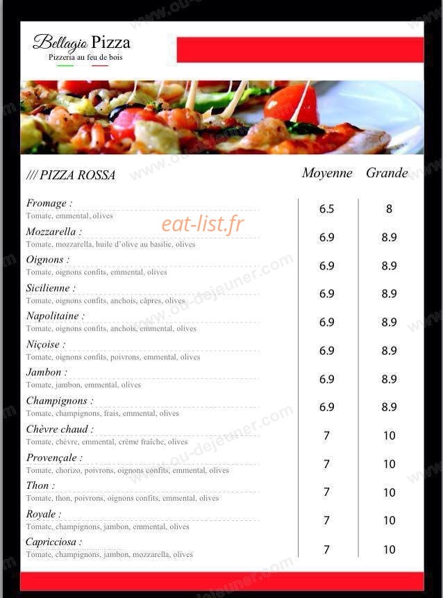 Bellagio Pizza — carte page 2